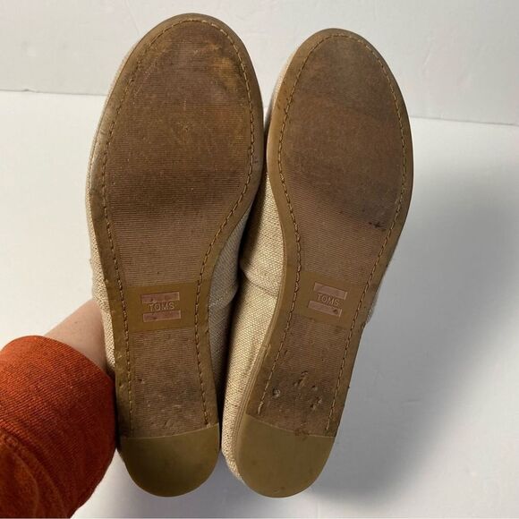 Toms Sz 10 Kelli Tassel Rose Gold Metallic Woven Slip On Flats Comfort Shoes - Picture 9 of 10